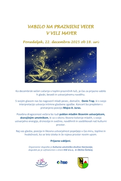 Vabilo na praznični večer v Vili Mayer